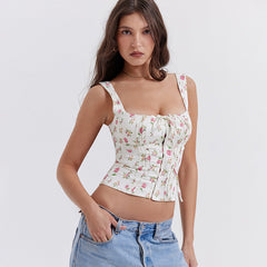 Printed Camisole Women Pure Sexy Backless Short Cropped Sexy Top Women's Summer Women  Clothing