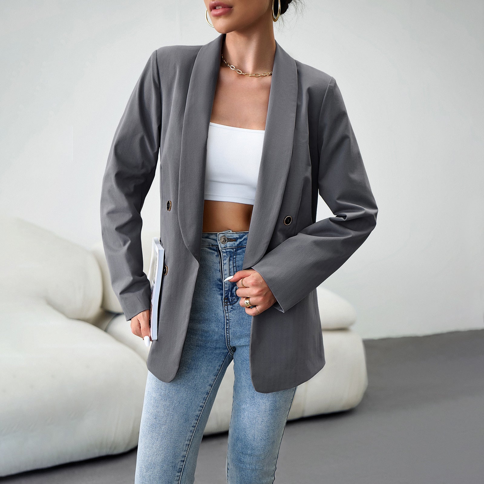 Women Clothing Autumn Winter Office Blazer