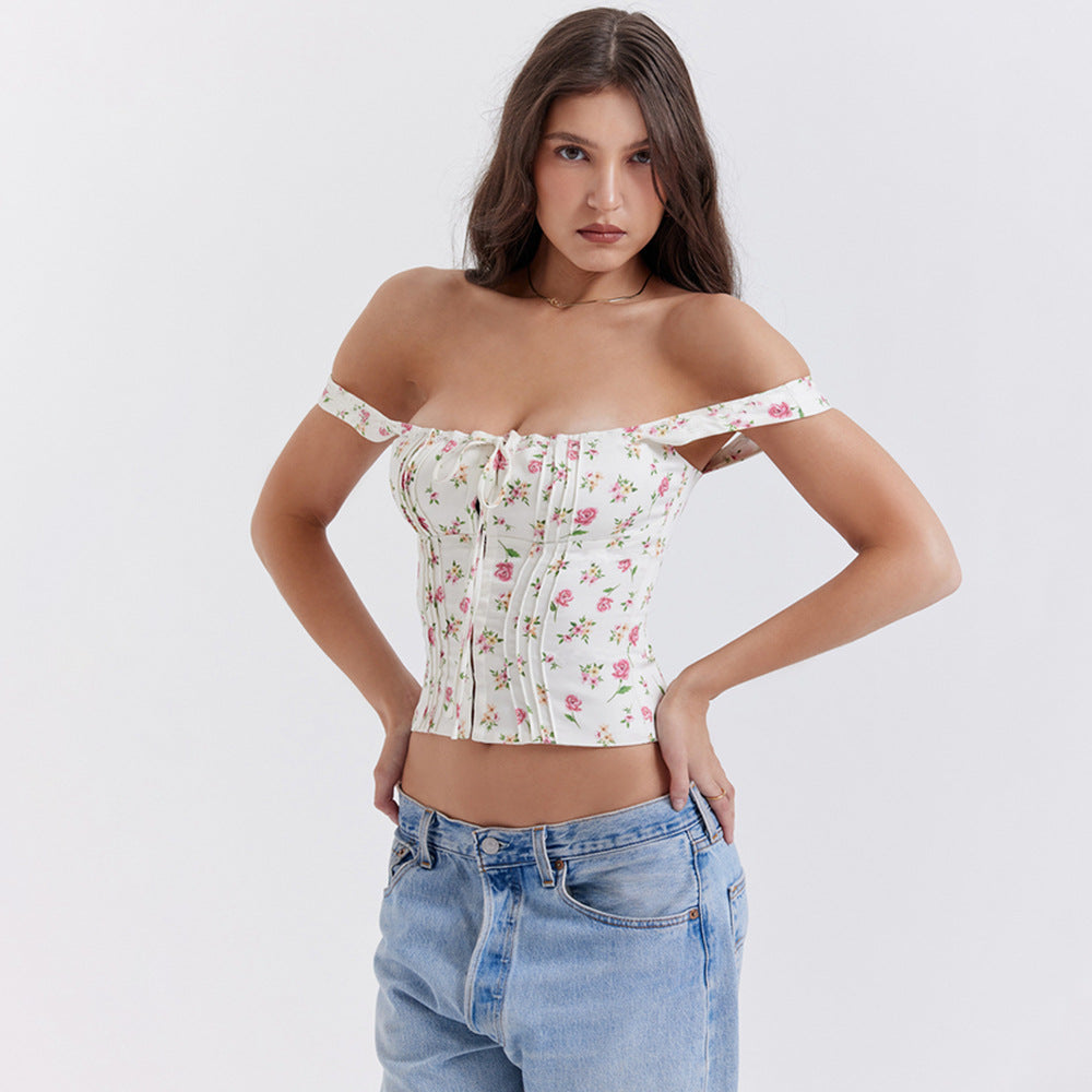 Printed Camisole Women Pure Sexy Backless Short Cropped Sexy Top Women's Summer Women  Clothing