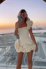 Summer Women Clothing Dress Ruffled Bud Waist Dress One Shoulder Tube Top Hip Dress