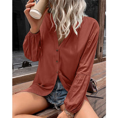 Autumn Winter Casual Loose Single Breasted Shirt  Women