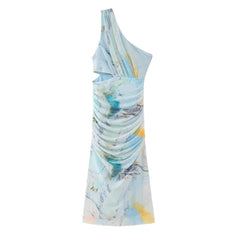 Summer Wind Women  Open Design Printed Silk Net Dress