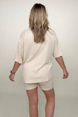 Ribbed Relaxed Fit Two Piece Bike Short Set