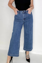 Risen High Rise Cropped Wide Leg Jeans