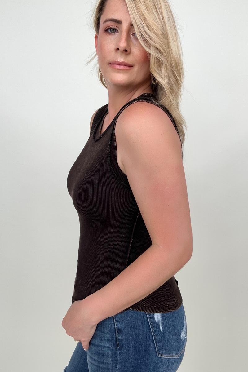 Ribbed Tank Top with Exposed Seam