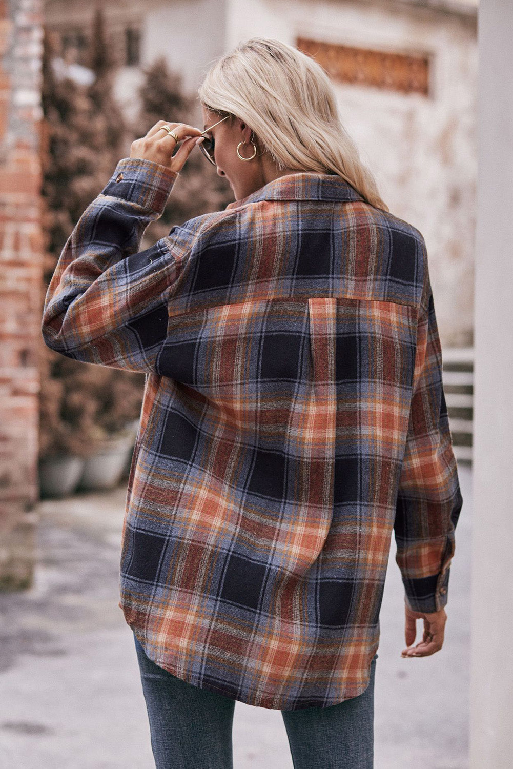 Multicolour Plaid Print Flap Pocket Shirt