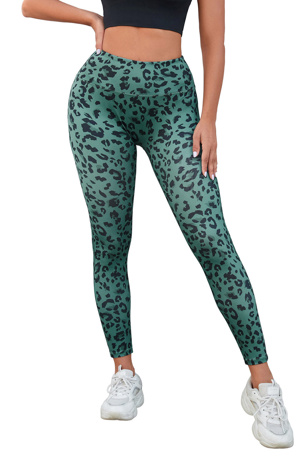 Gray Classic Leopard Print Active Leggings