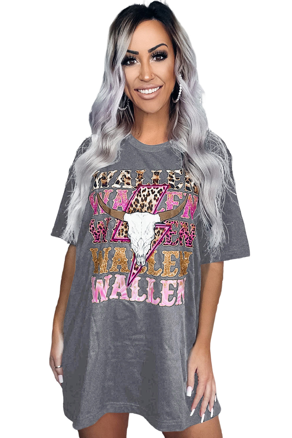 Black WALLEN Cowskull Graphic Oversized Tee