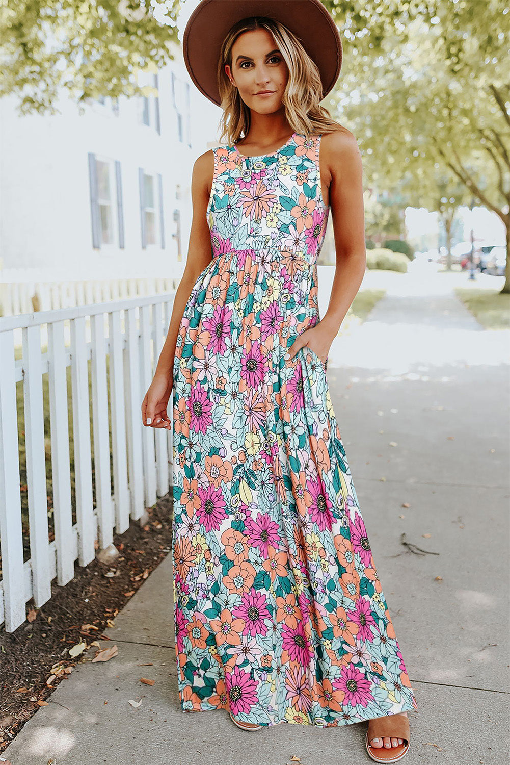 Multicolor Floral Print Sleeveless Tank Top