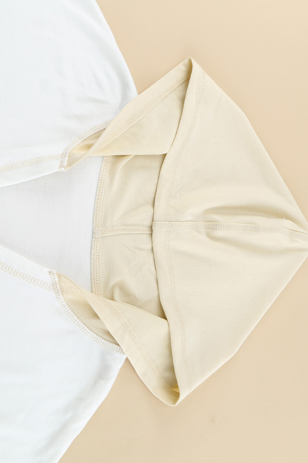 Khaki Colorblock V Neck Long Sleeve Hoodie