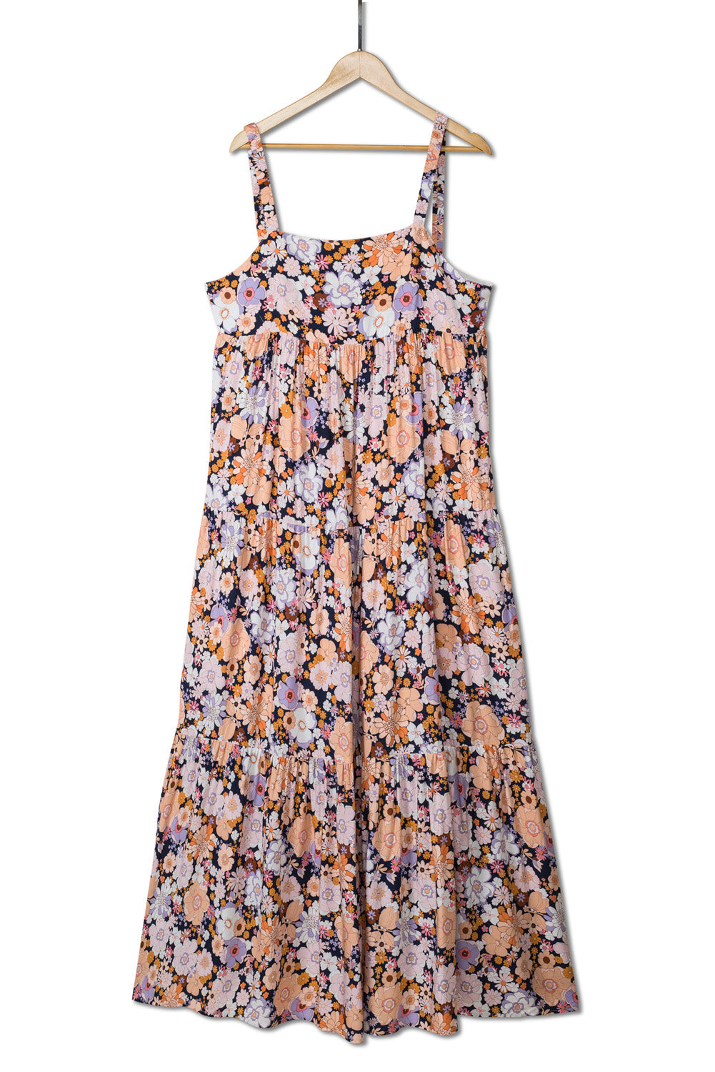 Multicolor Floral Print Scoop Back Maxi Sundress