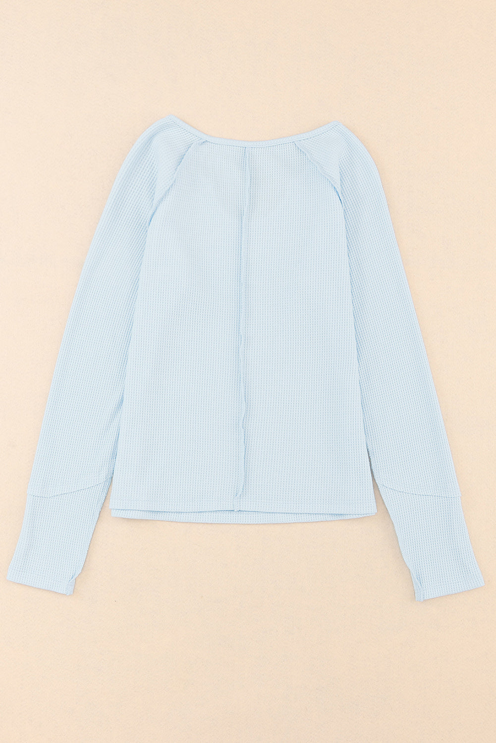 Sky Blue Mineral Wash Long Sleeve V-Neck Top