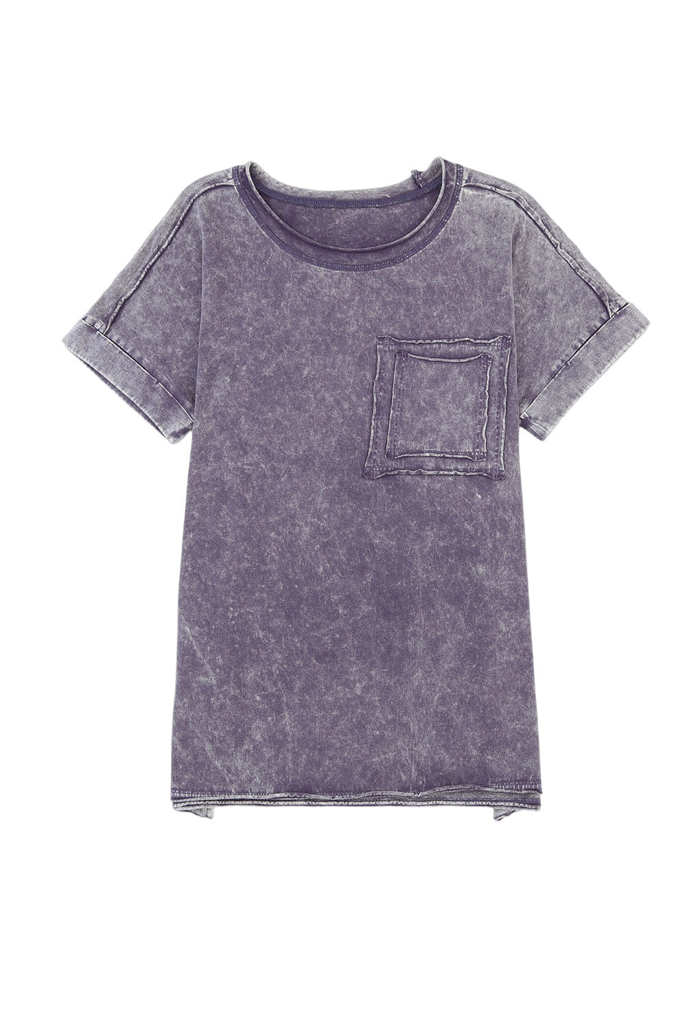 Gray Vintage Mineral Wash Pocketed Tee with Slits