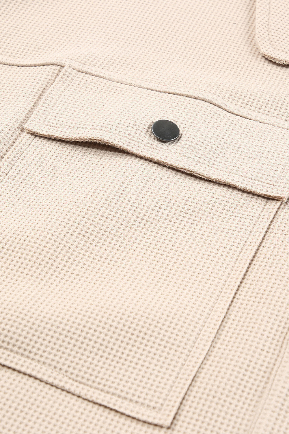 Sky Blue Waffle Knit Buttons Cropped Jacket with Pockets