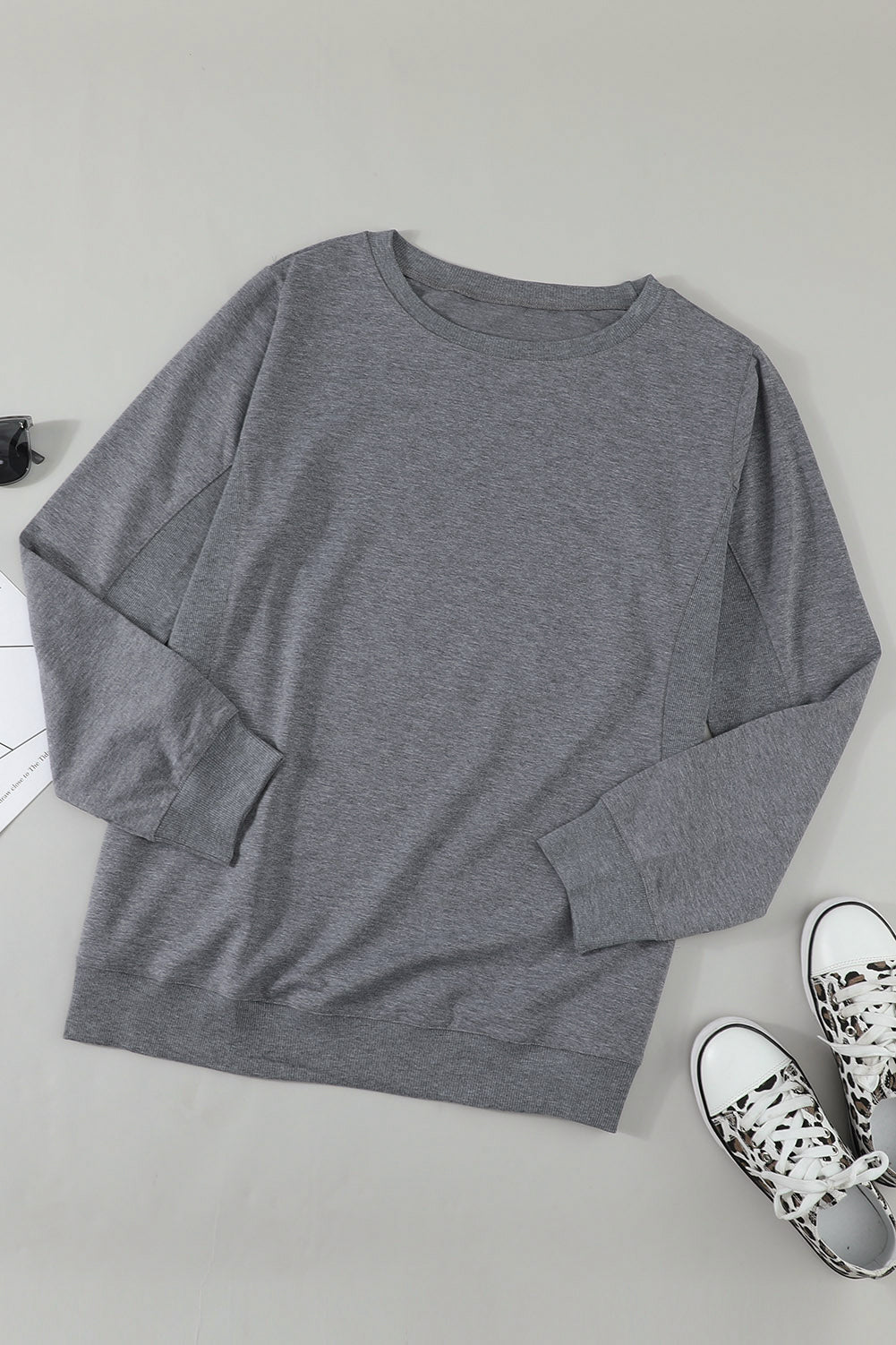 Gray Wash Fleece Pullover Sweatshirt