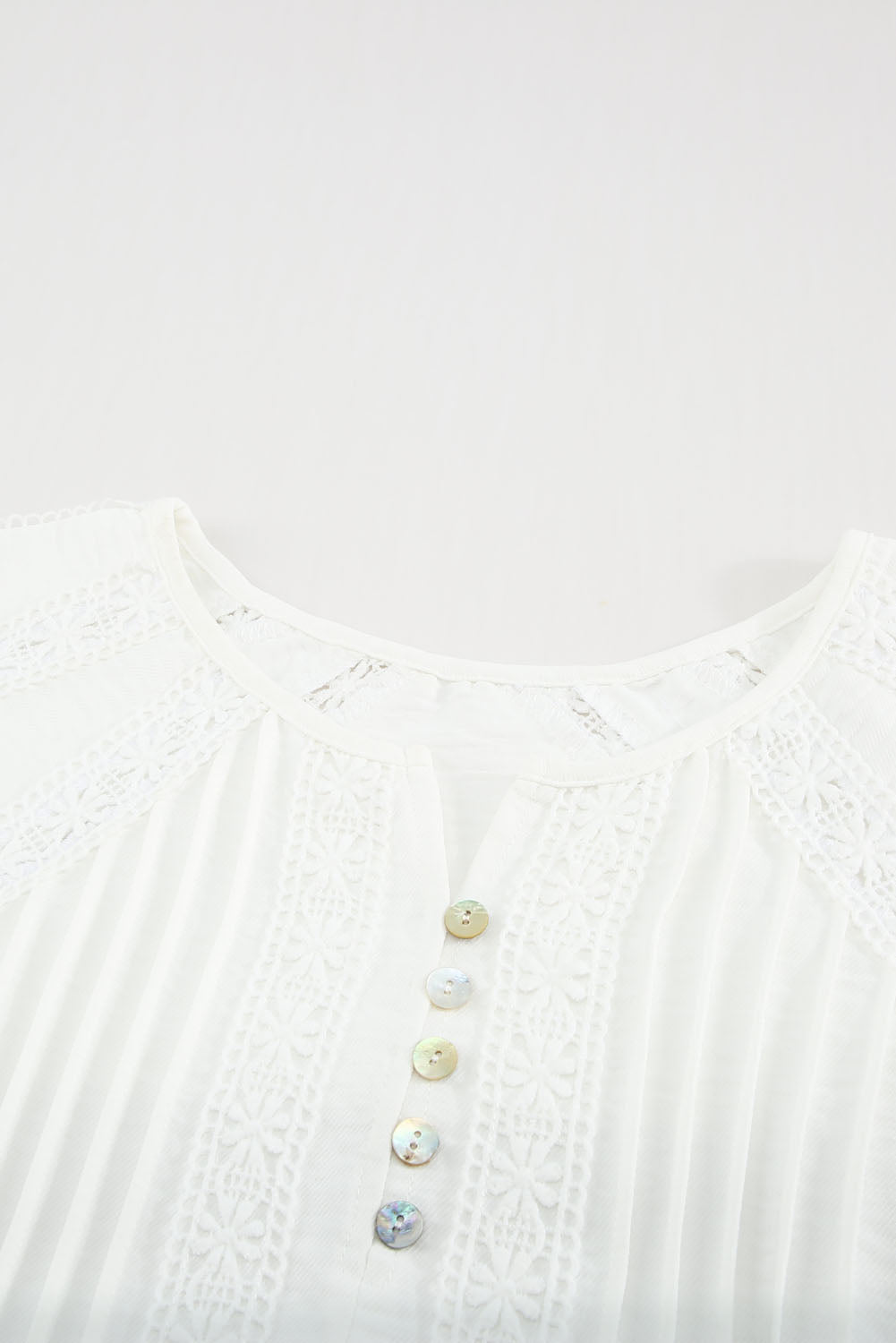 White Crochet Eyelet Short Sleeves Top