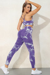 Purple Seamless Tie Dye Two-Piece Workout Set