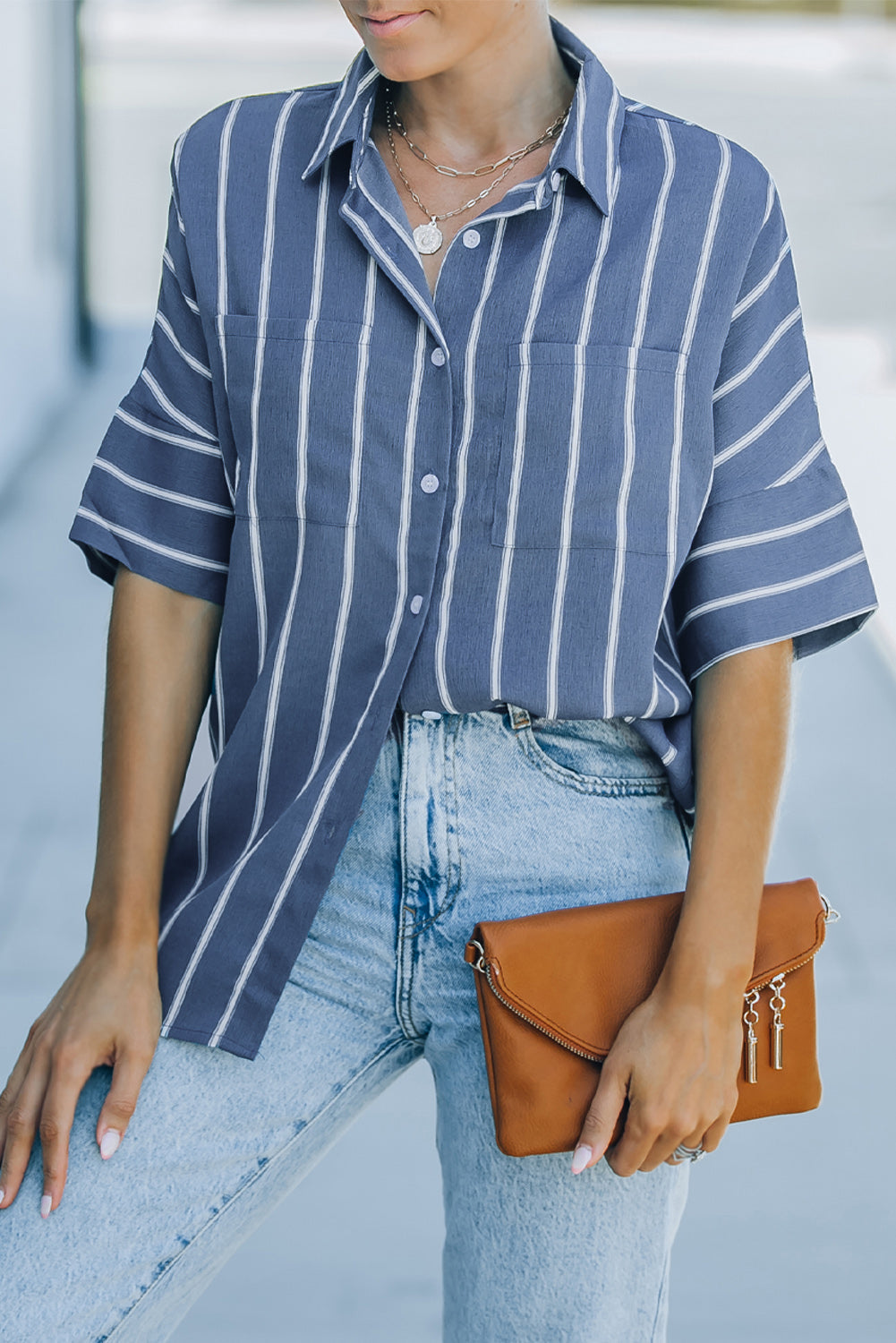 Black Pocketed Striped Shirt