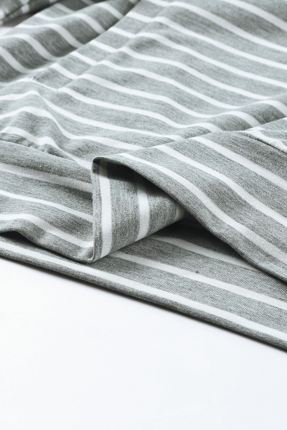 Striped Cowl Neck Hoodie with Pocket