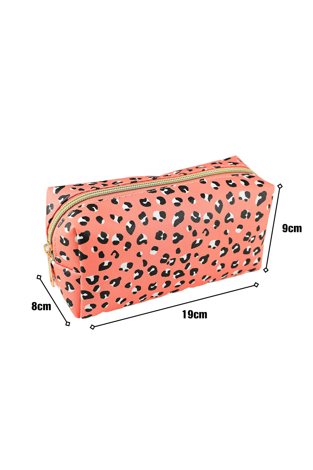 Pink Leopard Print Zipped Cuboid Cosmetic Bag 19*8*9cm