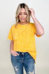 Washed Shirring Back Short Sleeve Top