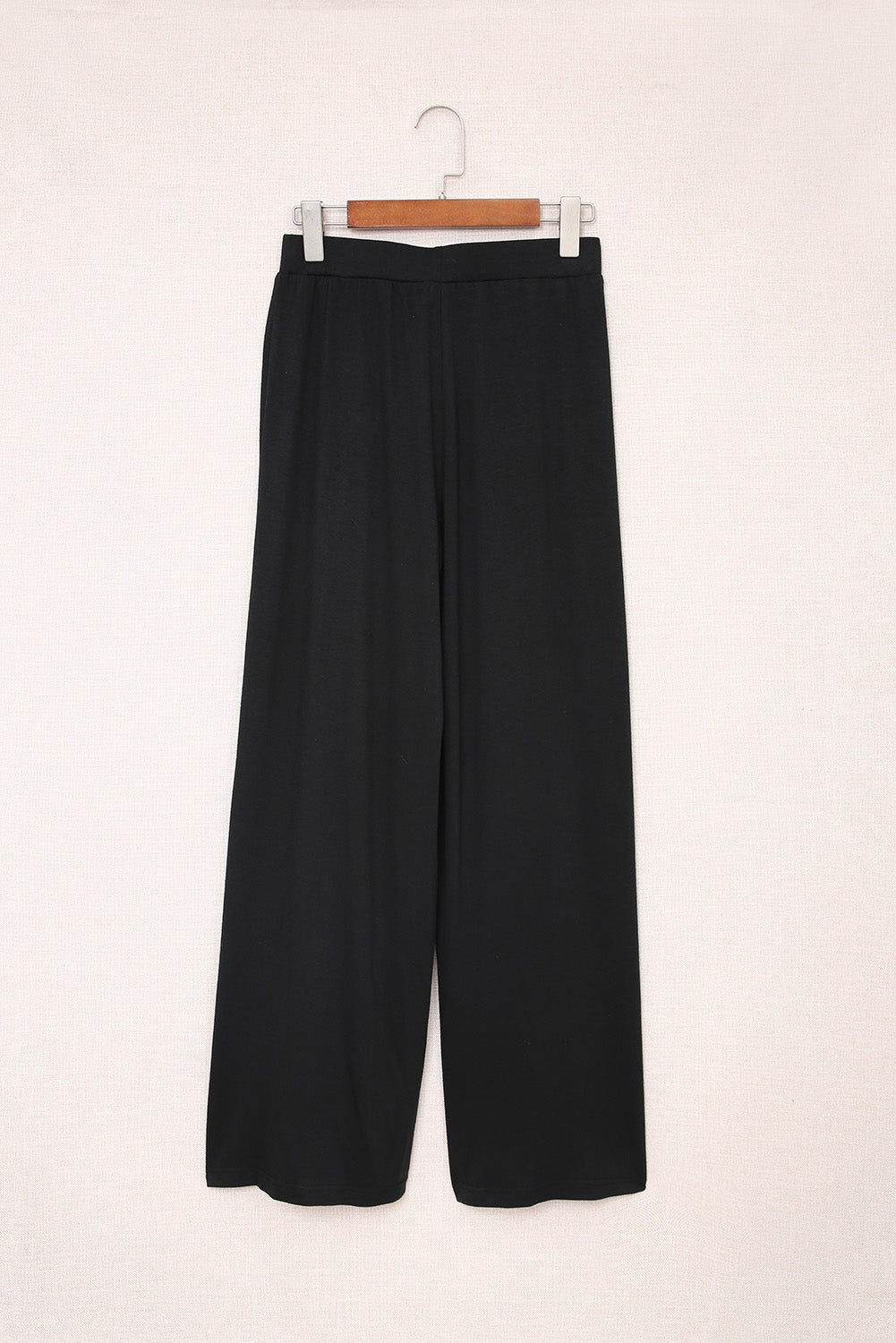 Black Side Slit Wide Leg Mid Waist Pants