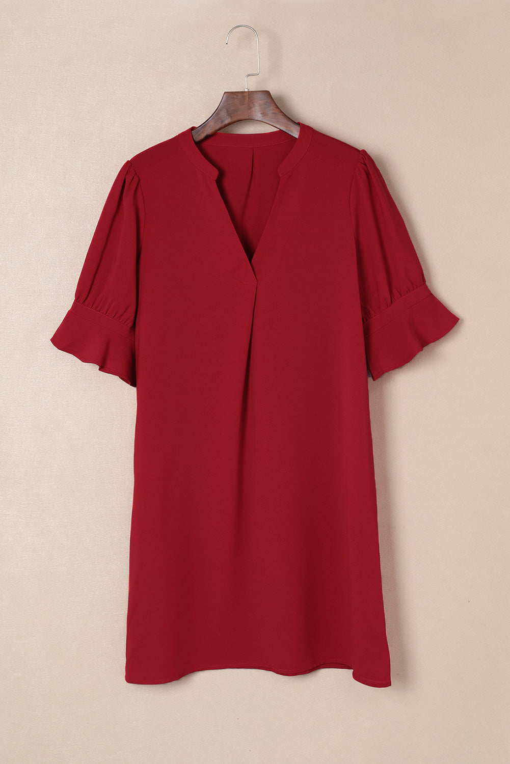 Black Ruffled Sleeve Shift Dress