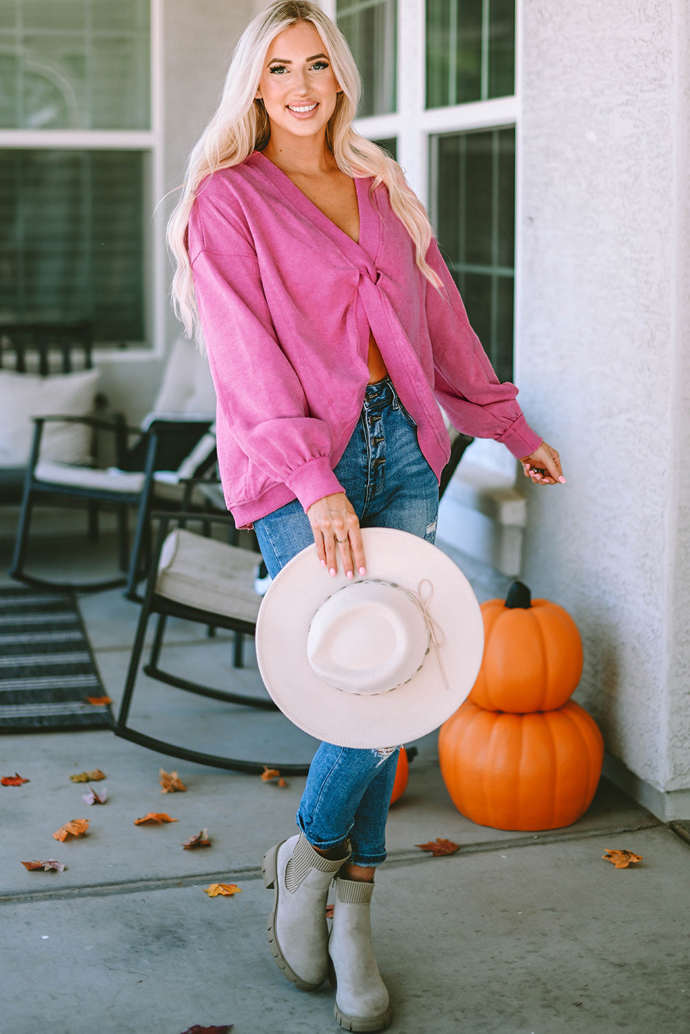 Khaki Exposed Seam Twist Open Back Oversized Sweatshirt