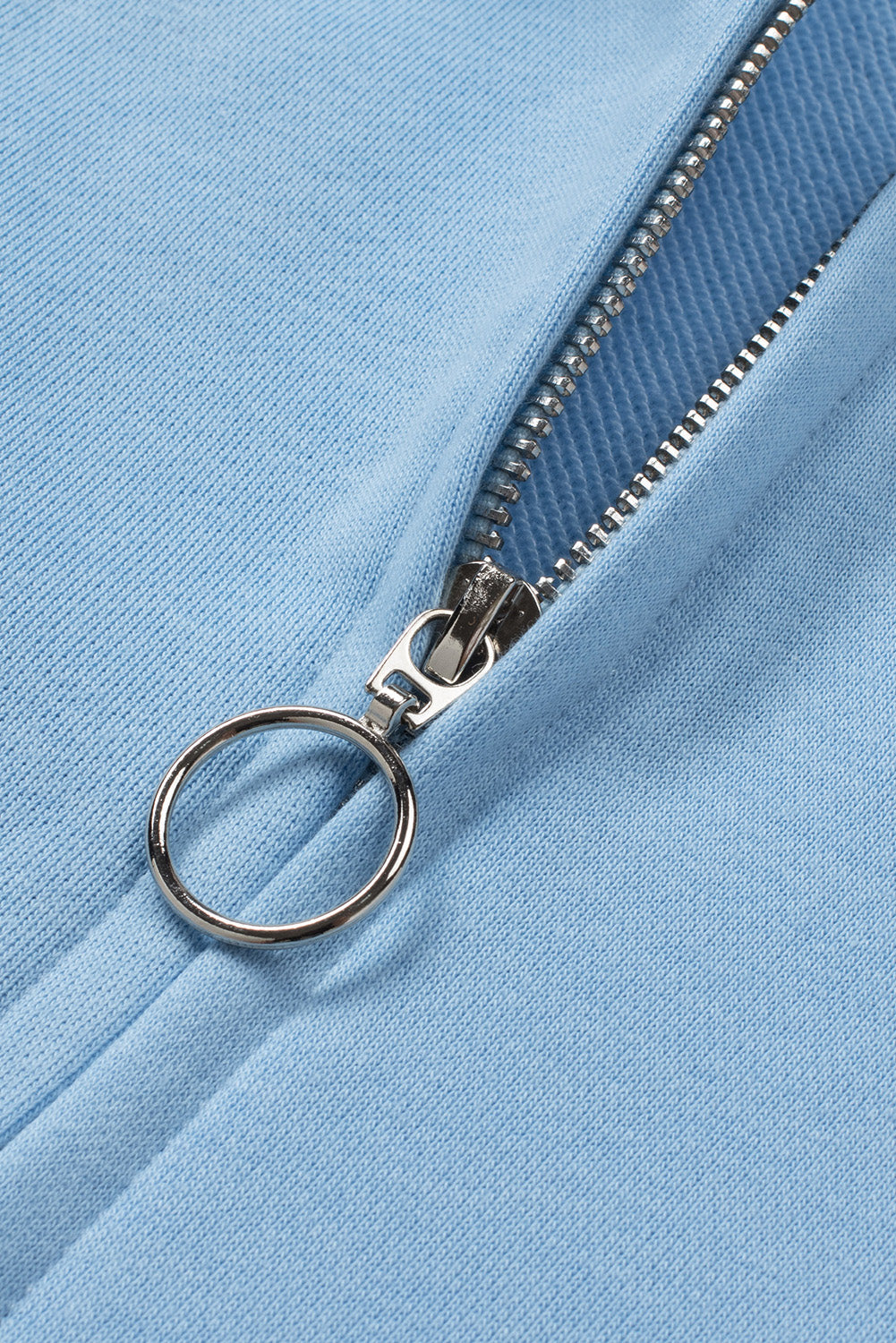Dark Gray Solid Color Zip Collar Sweatshirt with Pockets