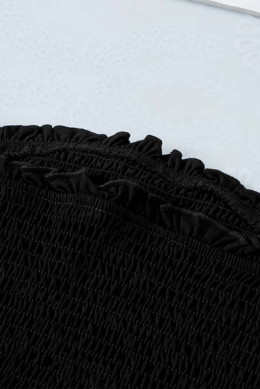 Black Smocked Tube Top and High Waist Pants Set