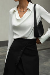 White Polo Neck Long Sleeve Blouse