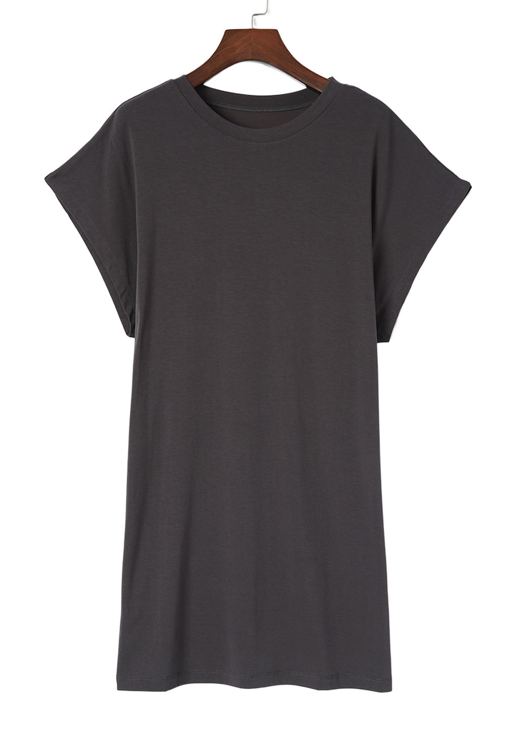 Gray Bat Sleeve T-shirt Dress with Slits