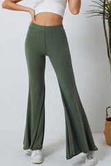 Green High Waist Fit and Flare Pants