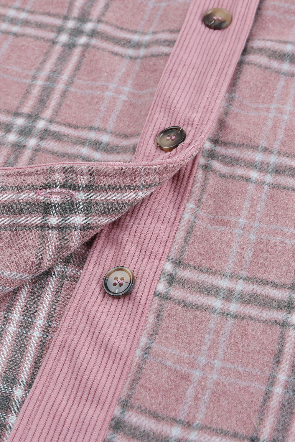 Pink Corduroy Plaid Pattern Shacket