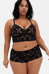 Black Plus Size Semi-sheer Lace Lingerie Set
