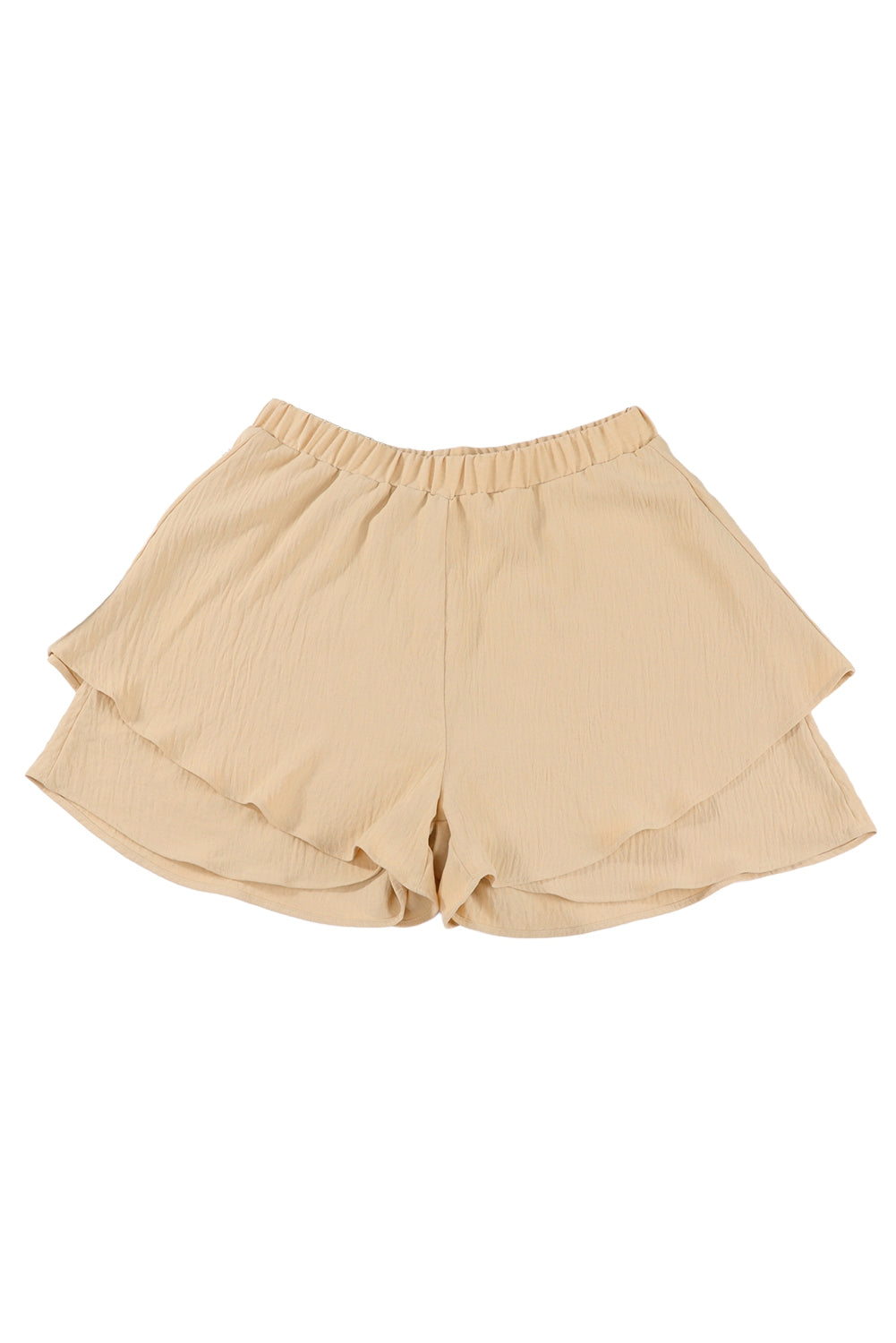 Khaki Ruffle Layered High Waist Flowy Shorts