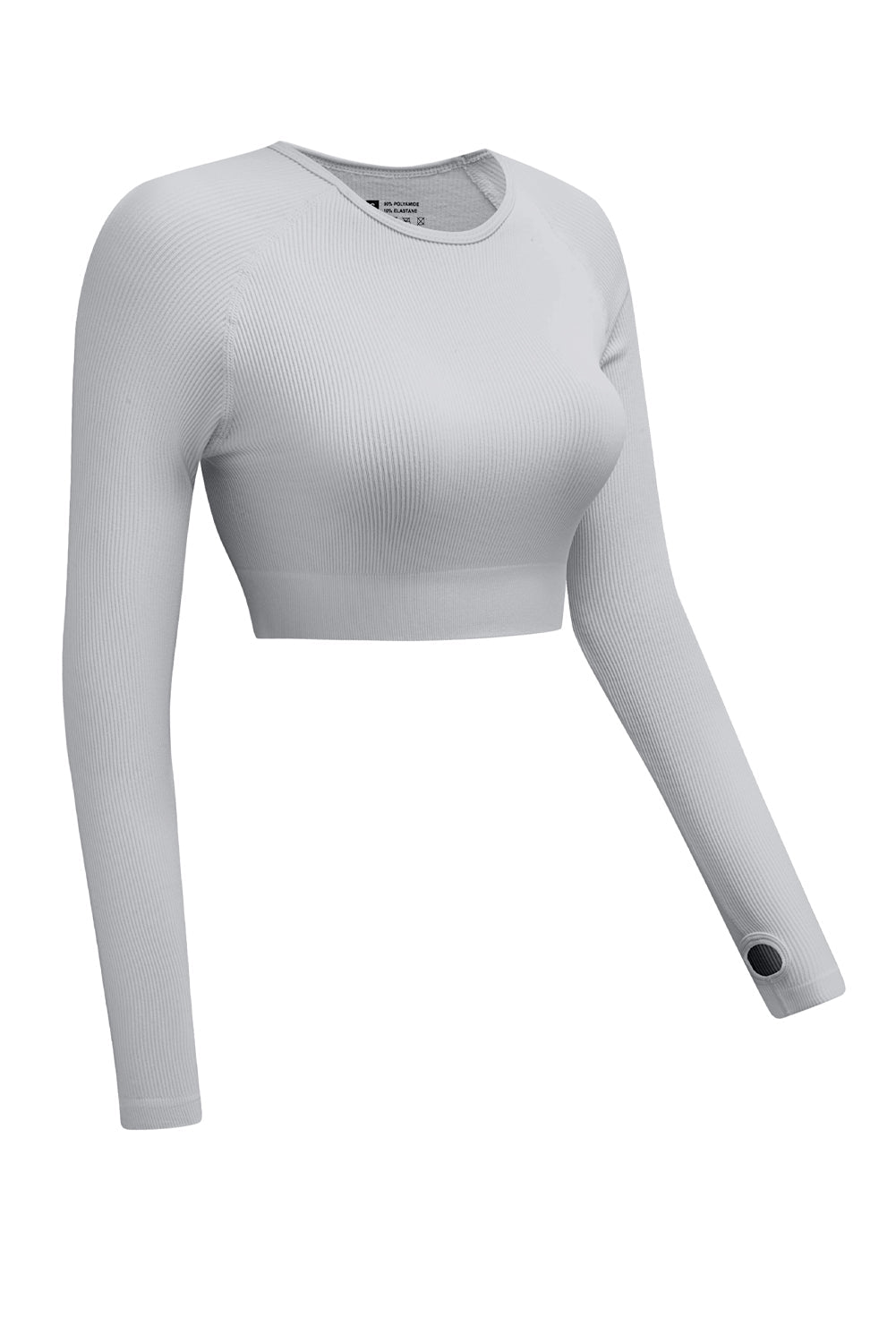 Gray Long Sleeve Seamless Crop Smoke