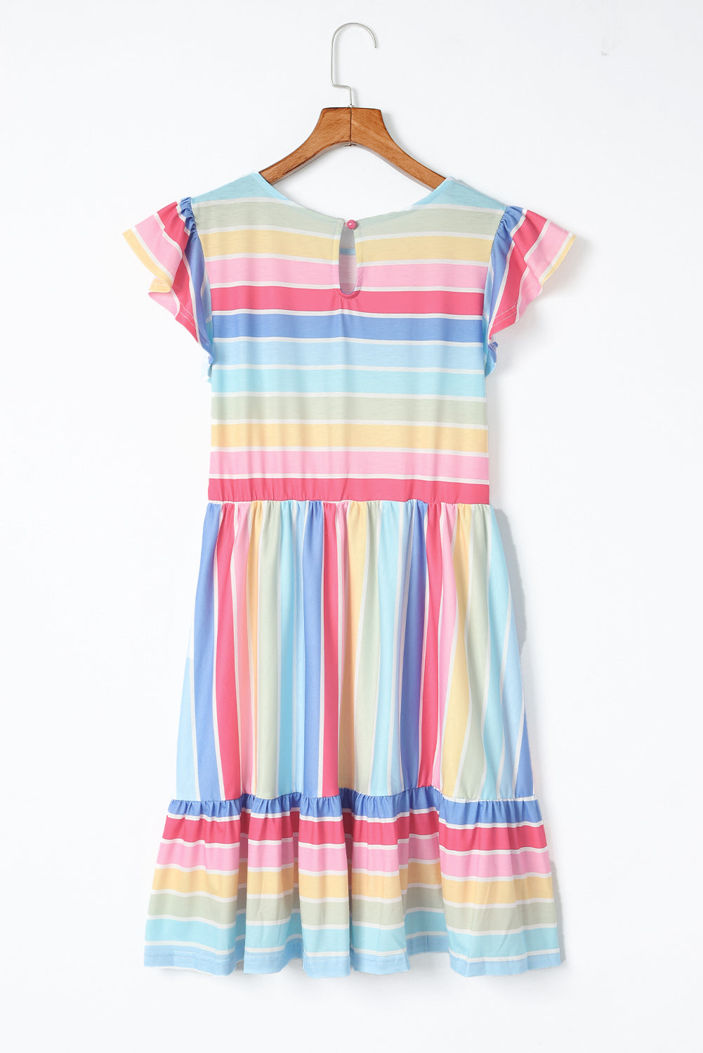 Multicolor Striped Ruffle Flared Babydoll Dress