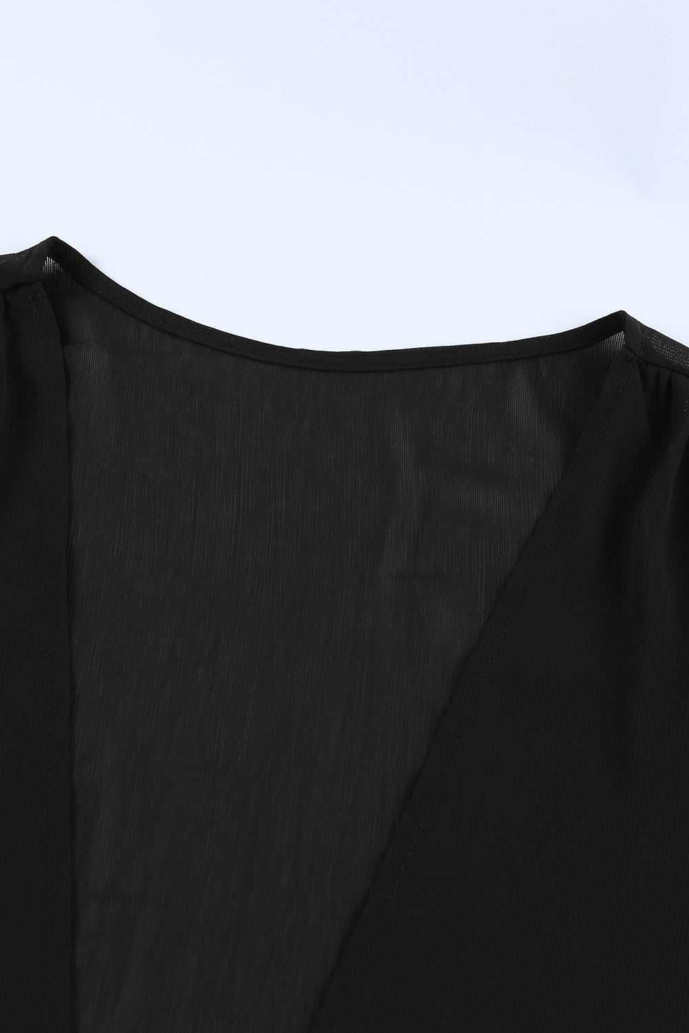 Black Plus Size Balloon Sleeve Wrap Top