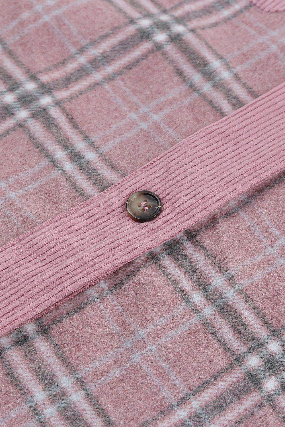 Pink Corduroy Plaid Pattern Shacket