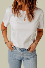 White Plain Crew Neck Short Sleeve Tee