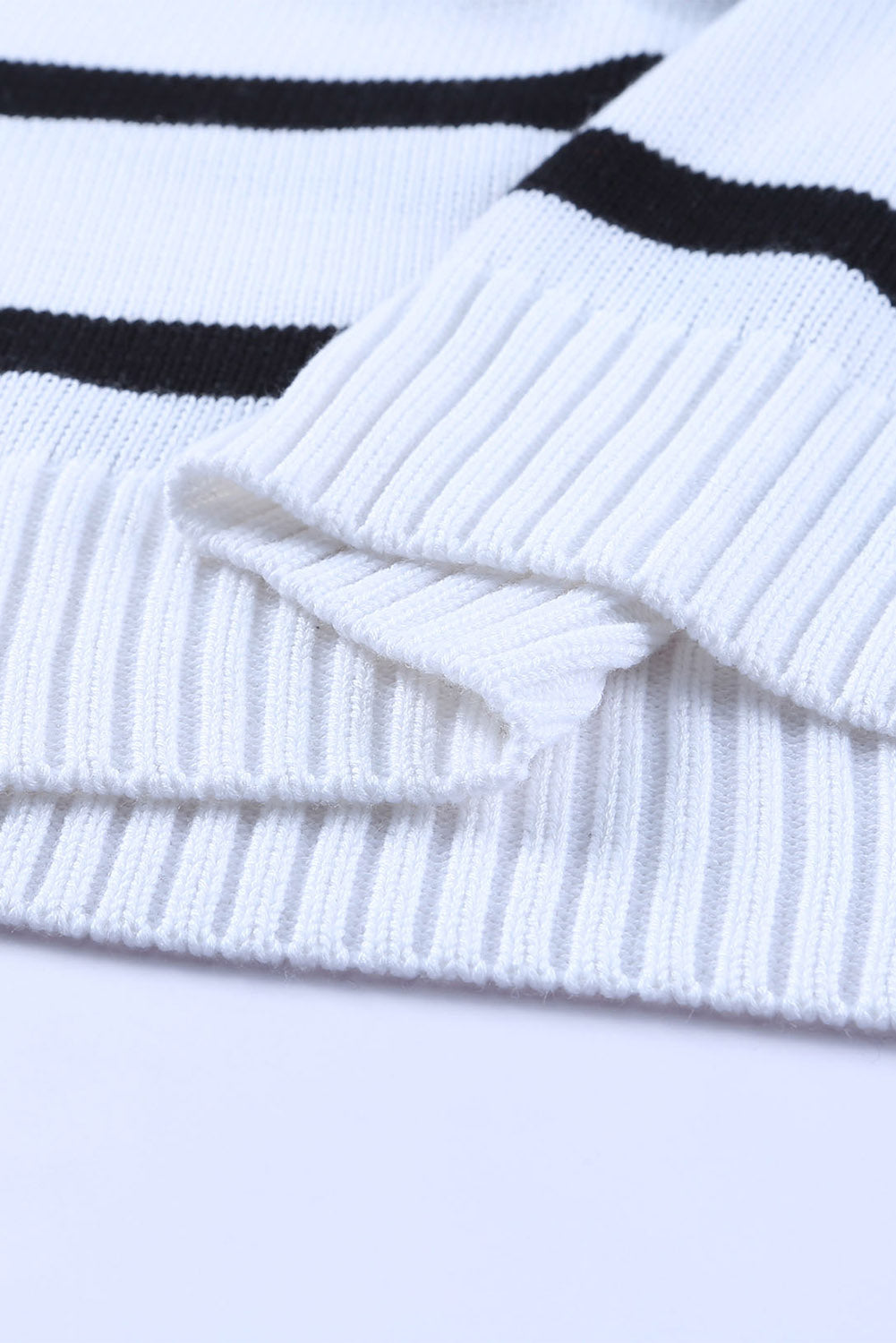 White Sailor Collar Striped Knit Pullover Sweater