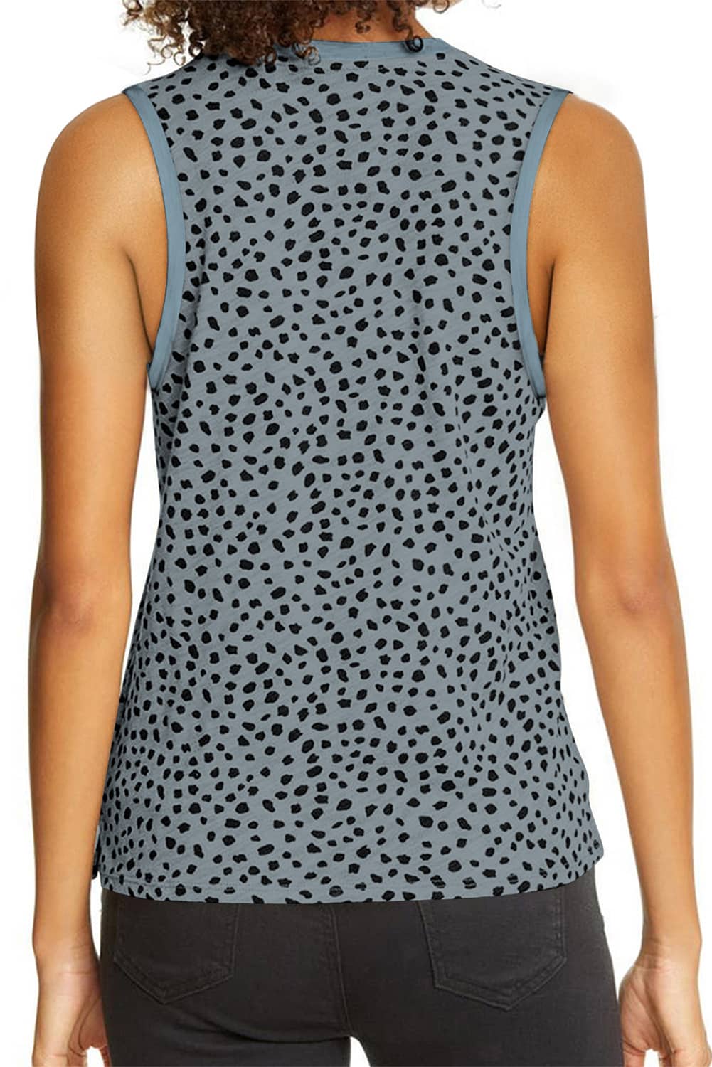 Pink Leopard Print Round Neck Tank Top