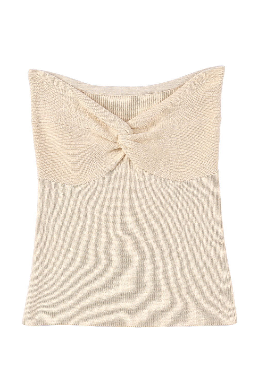 Beige Twist Bandeau Ribbed Knit Vest