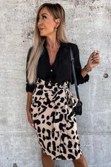 Leopard High Waist Leopard Skirt with Tie