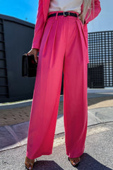 Rose Pleated High Waist Wide Leg Casual Pants