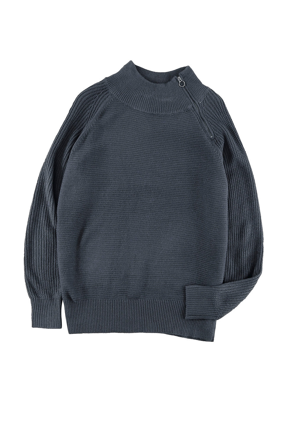 Brown Zip Knitted High Neck Sweater