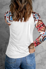 Multicolor Aztec Long Sleeve Ladder Strappy Cutout Top