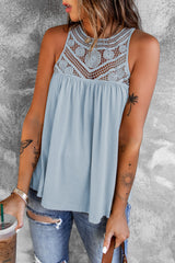 Sky Blue Crochet Lace Tank Top