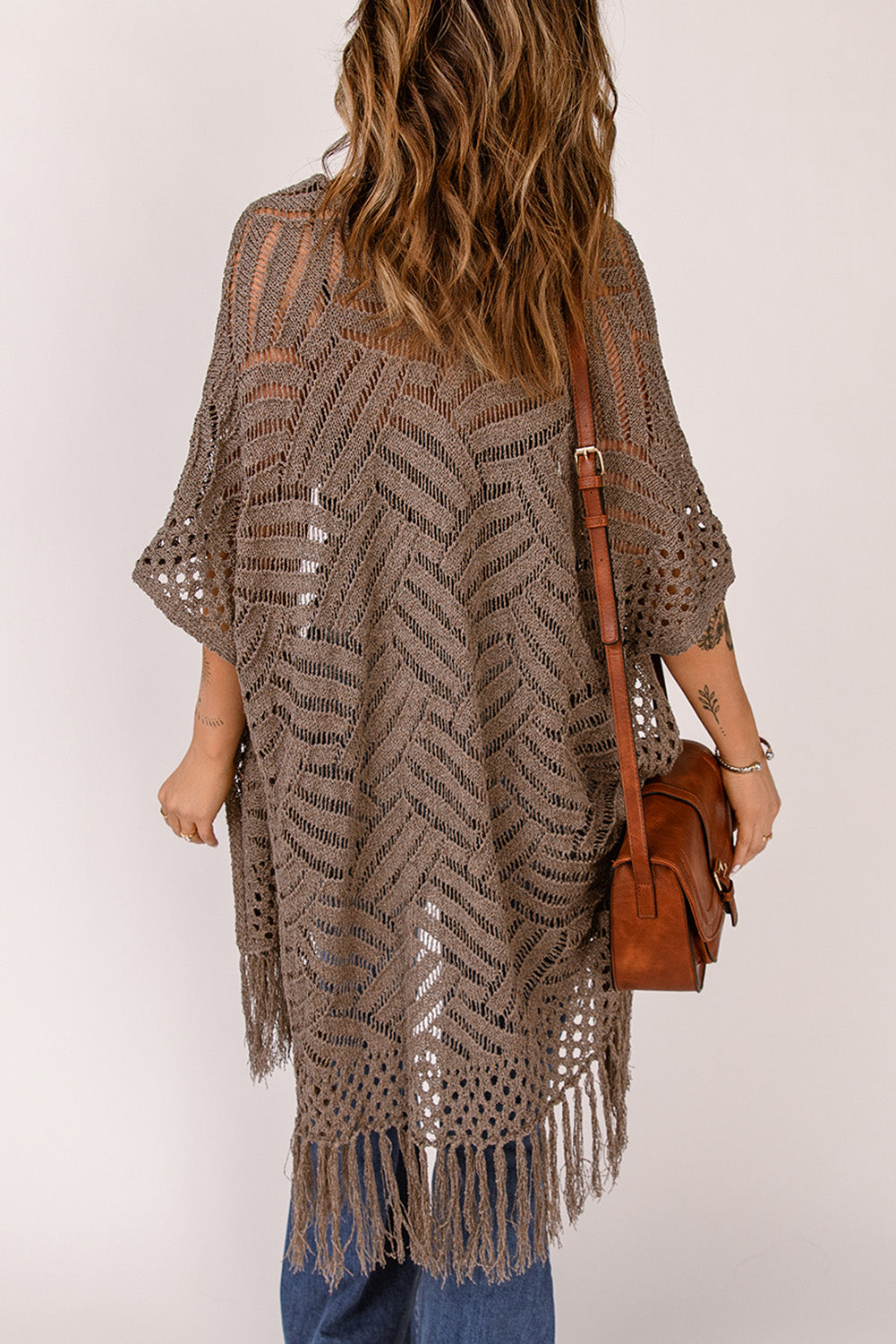 Black Loose Knitwear Kimono with Slits